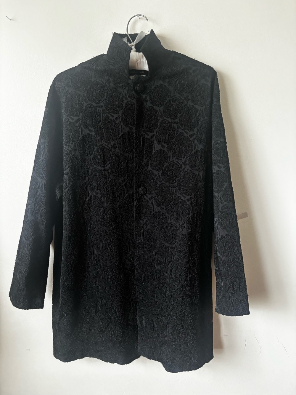 eskandar Black Textured Stand Collar Jacket